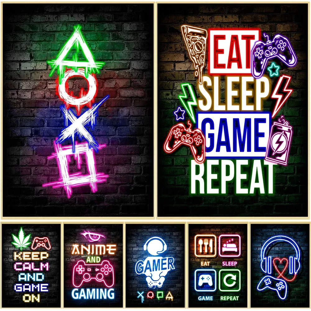 Gaming Accessories Bedroom - لوحات فنية جدارية بتصميم نيون للألعاب